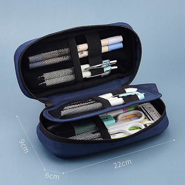 Stor kapacitet Case Multifunktionell brevpappersväska Organizer brevpapper pennfodral för Navy Blue