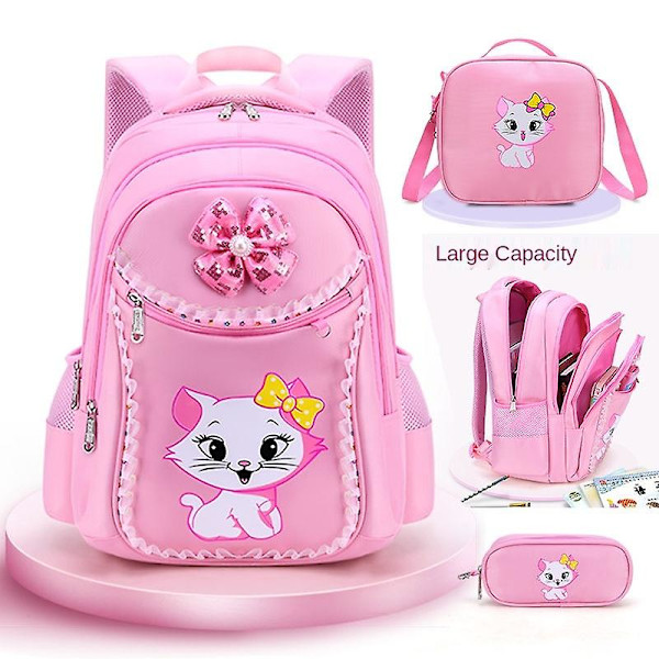 Nylon student skolväska kvinnlig koreansk version 1-6 klass tecknad söt barnryggsäck Mode vilda multifunktionella väskor Bolsa