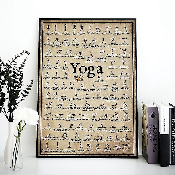Yogaställning Affisch Hem Gym Träningsutrustning Canvas Vintage Illustrationer Canvas 40*60cm