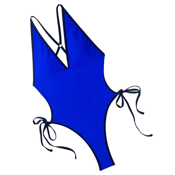 Baddräkt för kvinnor Beach Bodysuit Baddräkt Rem Bikini Baddräkt Dam Backless Baddräkt Enfärgad Bikini Dam Baddräkter Blue M