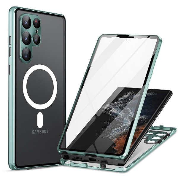 Metall Magsafe case kompatibelt med Samsung Galaxy S23 Ultra, case med kameraskydd Green For Galaxy S23 Ultra