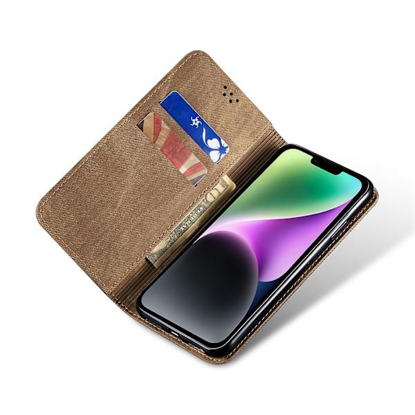Denim Texture Case för iPhone 15 Plus Khaki