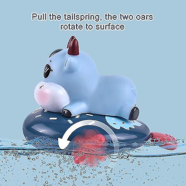 Småbarns badleksak, manuell upprullningsbar Dumbo/kalvbadkarsleksaker, dragrep Clockwork Barnleksak V Blue Calf