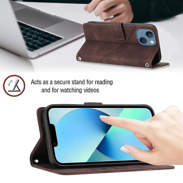 Hudkänsla PU- case för iPhone 15 Brown