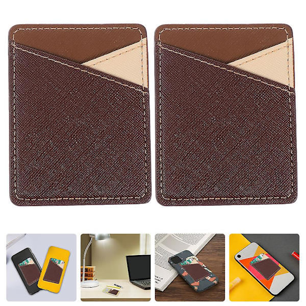 2 st Fickplånbok Mobiltelefon Plånbok Plånbok Baksida Telefonkort Plånbok Case Coffee 8.5X6.6X0.2CM