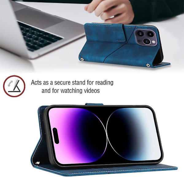 Hudkänsla PU- case för iPhone 15 Pro Blue