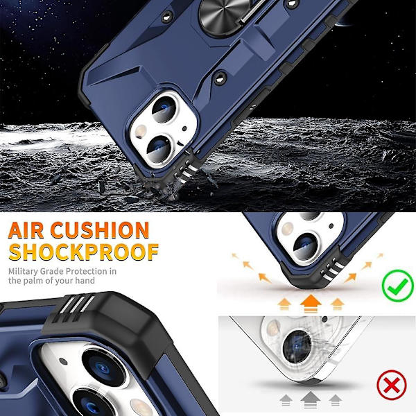 För iPhone 15 Plus Ring Hållare Phone case Blue