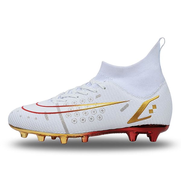 Fotbollsskor för män Fotbollsskor med hög ankel för vuxna Grästräning Sport Skor Sneakers Yj209 White 37