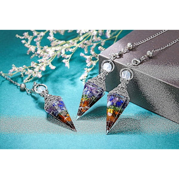 Chakra Crystal Pendel Hexagonal Reiki Healing Crystal Points Ädelsten Dowsing Pendel för spådom Scrying Wicca Chakra