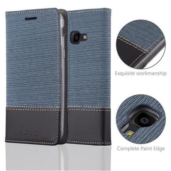 Samsung Galaxy XCover 4 / XCover 4s Hülle Cover Case Etui - im Jeanslook mit Stand Funktion och Kartenfach DARK BLUE BLACK Galaxy XCover 4 / XCover 4s