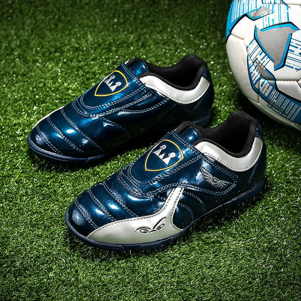 Fotbollsskor för barn Pojkar Flickor Fotbollsskor Grästräning Sport Skor Sneakers Yj22030 DarkBlue 33