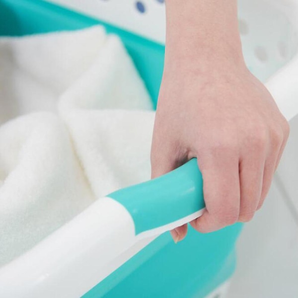 Sammart Hopfällbar tvättkorg i plast - Oval badkar/korg - Hopfällbar förvaringsfack/ organizer - Bärbar tvättbalja - Platssparande tvätt null none