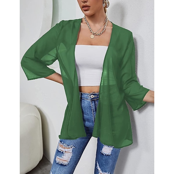 Kimonokoftor i chiffong för damer, öppen front Beach Cover Ups Skirt löst