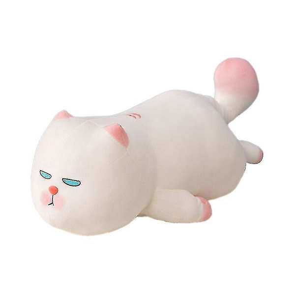 Katt Plyschleksak Söt Vit Katt Mjuk Docka Gosedjur Barnleksaker Kattkudde Baby Barn Födelsedag Julklapp 45cm