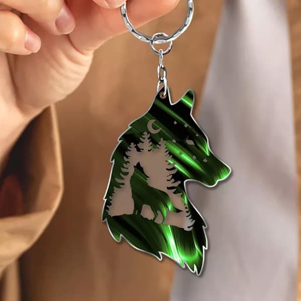 Wolf Key Chain, Plateau Wolf Decoration, Wolf Key Chain Gift Green