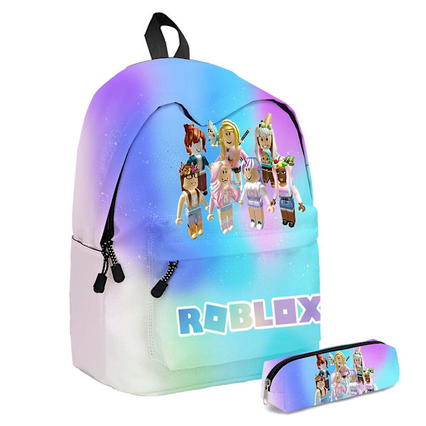 Roblox Ryggsäck Axelväska Tote Pennväska Tredelad present Pojkar och Flickor Studenter