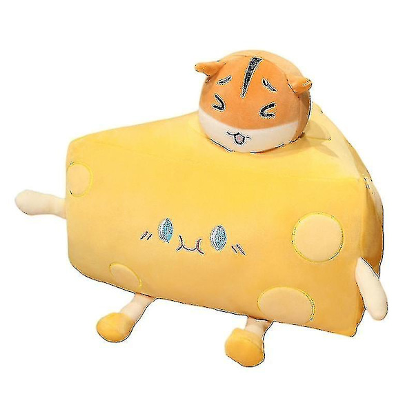 Ost Plyschleksak Härlig katt Hamster Kanin Ät smygande Ostdocka Kramkudde Soffa Ornament Kudde Fylld Docka Leksak Hem Sovrum Dec 30cm B