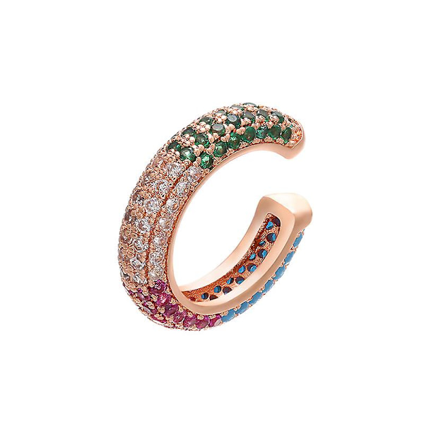 C-formad Cz Zirconia Öronklämma Hip Hop Trendig Koppar Inlagd Ear Cuff Fo SHED002-1 none
