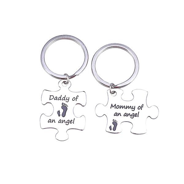 Mamma Pappa till en ängel Nyckelring Set Missfall Minnessak Baby Memorial Gift Silver none