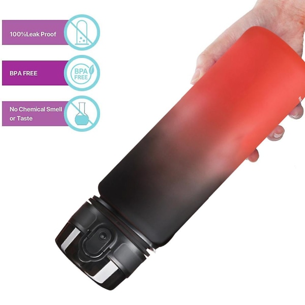 Ny sport Liten Fresh Gradient Water Cup, för fitness, gym och utomhussporter, för kvinnor och män Skolkontor Gym utomhus black and red 1L