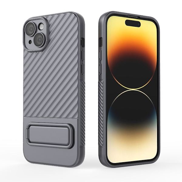 Wavy Texture TPU- case för iPhone 15 Plus Grey