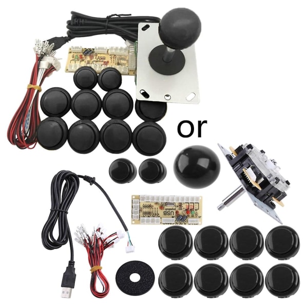 Zero Delay Arcade Diy Kit USB Encoder till PC Arcade Sanwa Joystick Tryckknappar Black