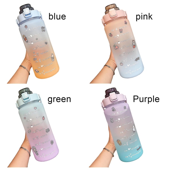 Frostad kopp Utomhussport bärbar med studsande lock Stor 2000ml Blå modell Gradient 2000ml Kapacitet Vattenflaska - Jxlgv pink