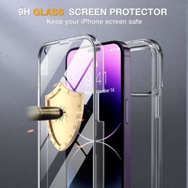 Miracase Glass Series Designad för iPhone 14 Pro Max Case 6,7 tum, [2023 Upgrade] Bumper Case med inbyggd 9H härdat glas Scr Clear-A