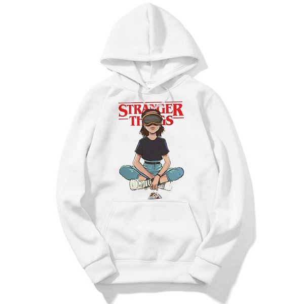 Stranger Things Hoodie med dragsko för unisex långärmad tröja med printed White XL