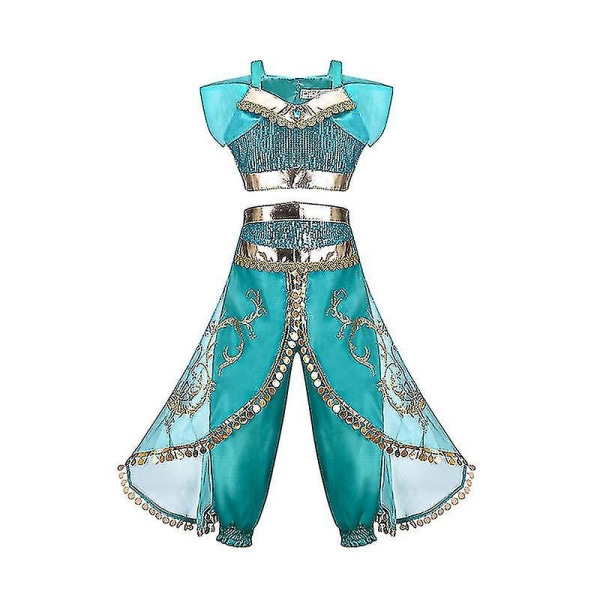 Jasmine Princess Dress Kjol Aladdin Lampa Halloween Cosplay Kostym Barn Flickor Festklänningar Toppbyxor PML22002-only Dress 120cm