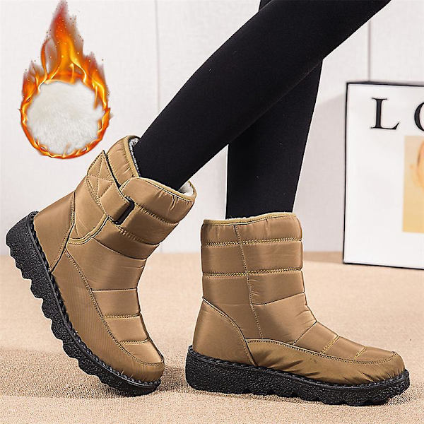 Dam vintersnöskor Vattentåliga skor Anti-halk Casual Lätt vandringskänga Xd-889 Khaki 41