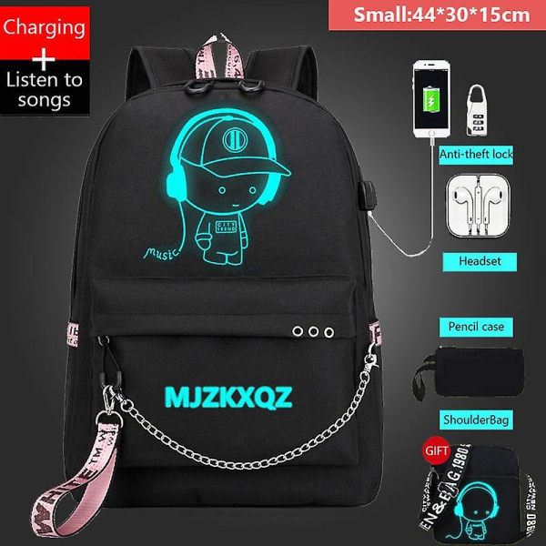 Student skolryggsäck självlysande USB ladda skolväska för tonårspojke stöldskydd barns skolväskor laptop ryggsäck Photo color  b10 none