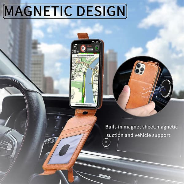 Dragkedja Plånbok Case för iPhone 15 Brown