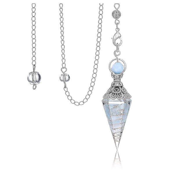 Chakra Crystal Pendel Hexagonal Reiki Healing Crystal Points Ädelsten Dowsing Pendel för spådom Scrying Wicca Aquamarine