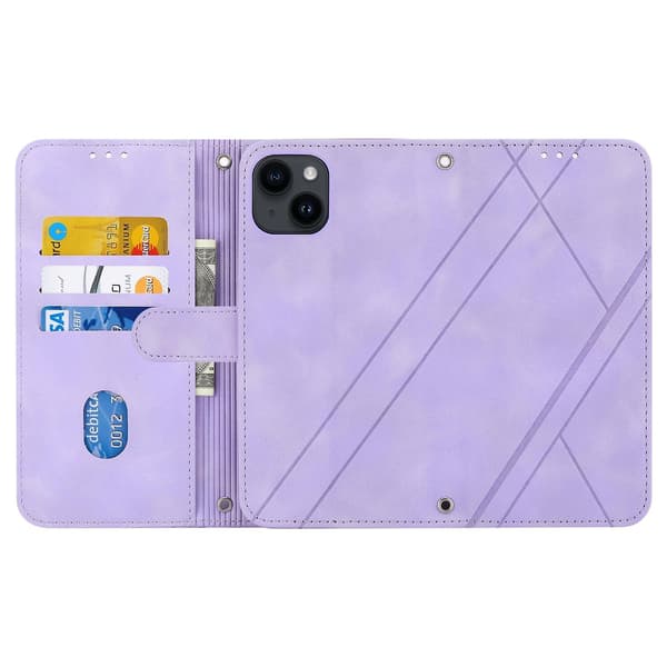 Case med präglat linje för iPhone 15 Purple