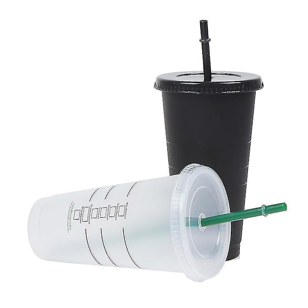Born Pretty 700 ml halmkopp med lock Återanvändbara kaffekoppar Blixtfärgbyte Glänsande plastvatten null none