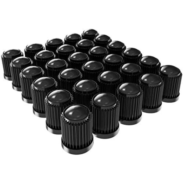 SAMIKIVA (30-pack) däckstamventilkåpor, med O-gummiring, universal stamskydd för bilar, stadsjeepar, cyklar och cyklar, lastbilar, motorcyklar, Ai Black (30 Pack)