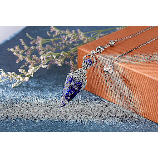 Chakra Crystal Pendel Hexagonal Reiki Healing Crystal Points Ädelsten Dowsing Pendel för spådom Scrying Wicca Lapis Lazuli