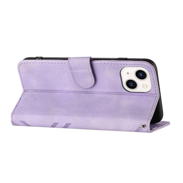 Line Pattern PU case för iPhone 15 Light purple