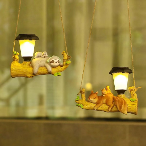 LED Solar Light Sloth Hängande ljus Tecknad djur utomhus