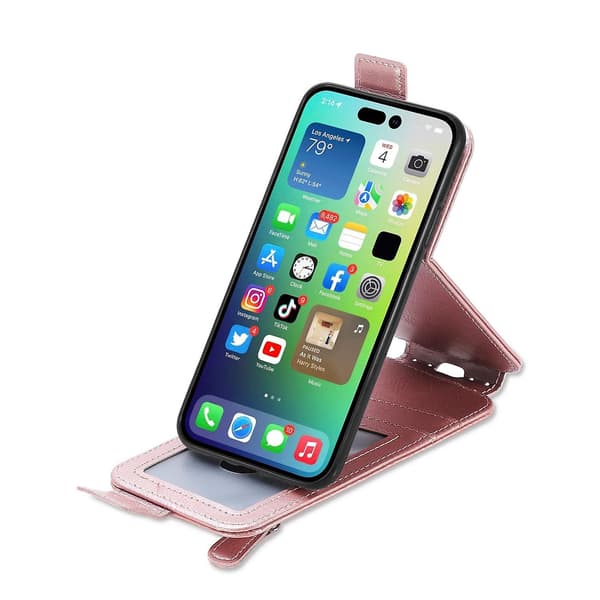 Dragkedja Plånbok Case för iPhone 15 Pink