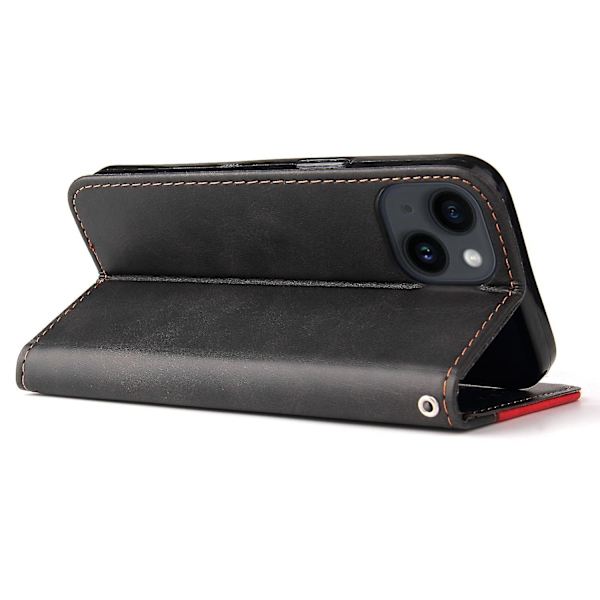 Phone case i läder för iPhone 15 Red
