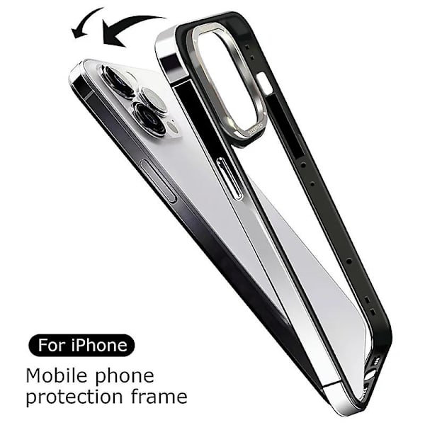 Metallram Slim Fit Ingen ryggdesign Utmärkt värmeavledning för Iphone 15 Pro Max/ Iphone 15 Pro Anti-fall Kantskydd Silver iPhone 15 Pro Max