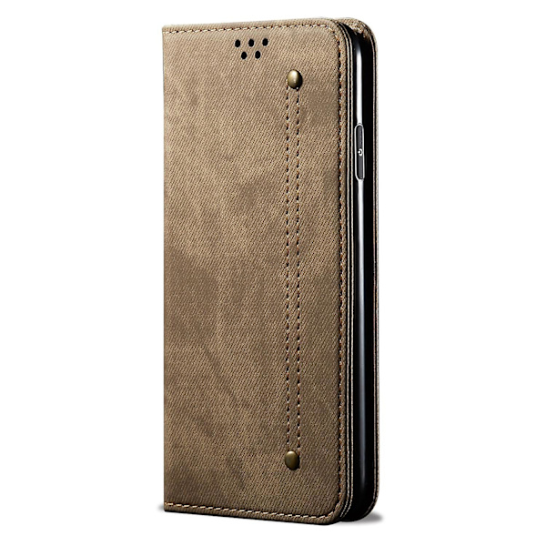 Denim Texture Case för iPhone 15 Plus Khaki