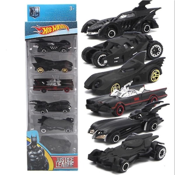 Set med 6 Batmobile billeksaksfordon metall null none