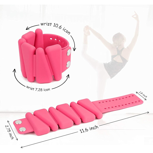 Styrketräning handledsviktset för kvinnor, ankelvikter för män, handviktset för kvinnor, bärbara vikter Justerbara 1st Pink
