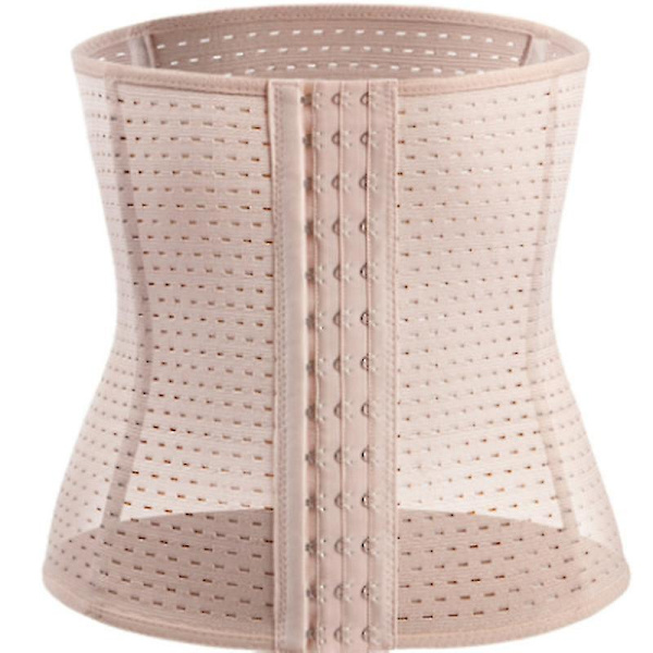 Kvinnor Waist trainer Korsett Bälte Under Kläder Sport Mage Kontroll Long Torso Shapewear DEEP BEIGE M