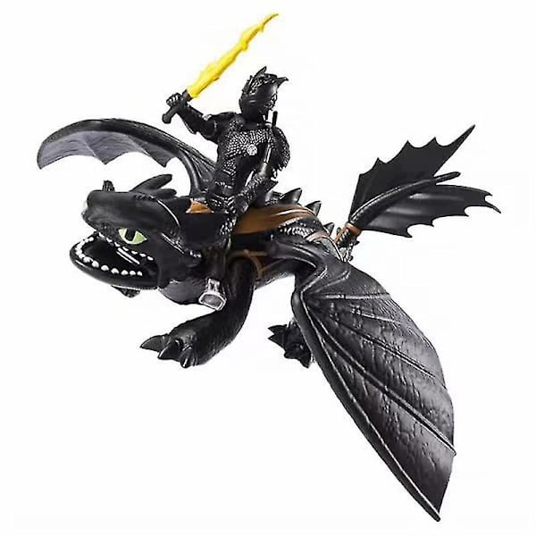Train Dragon 3 Dold Värld Tandlös Nattdocka Pvc Svart Vit Drake Actionfigur Modell Leksak Pojkar Leksak Present Black