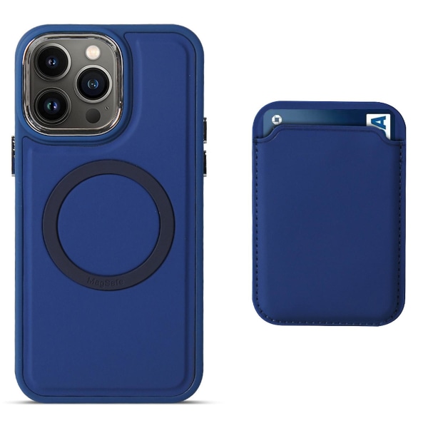 Skin Feeling Silikon Magsafe Case Kompatibel Iphone 14 Pro Max/14 Pro/14 Plus med magnetkort plånbokshållare Dark blue iPhone 14 Plus