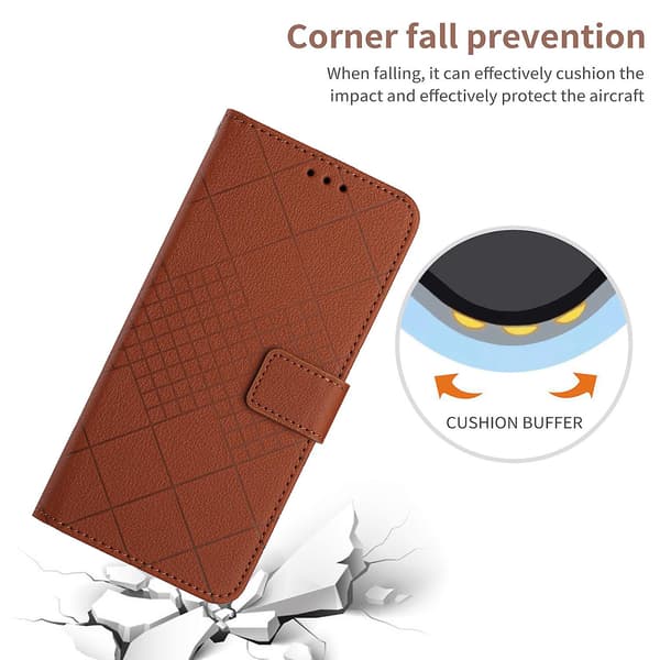 För Motorola Moto E13 4g Case Litchi Texture Läderställ Cover Brown